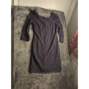 Adriana Papel size 14 Blue  lined‎ lace 3/4 sleeve dress